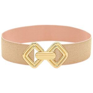 2921 Wide Elastic Waist Belts For Women Stretchy Skinny With Gold Buckle